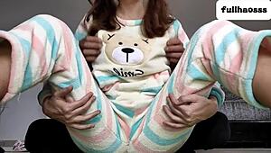 Stepdad couldn't stop touching her pussy and small tits during homemade session