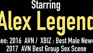 Blonde stripper Ashley Graham teases with a hot striptease. She rides Alex Legend’s French dick hard!