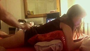 Hey, can this French blonde handle rough doggy in satin lingerie?