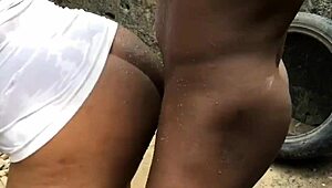 dirty bbw chick got pounded doggystyle during outdoor laundry