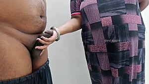 Indian Bhabhi Skillfully Jerking Thick Cock During Sensual Massage