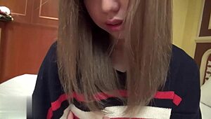 horny asian girl 100 shows off her charm