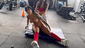 My transgender trainer May Hernandez gets horny during naked squats and gropes me!