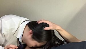 teen in uniform gets wild in homemade bedroom action