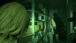 I admire Claire Redfield's topless fitness routine with monster energy