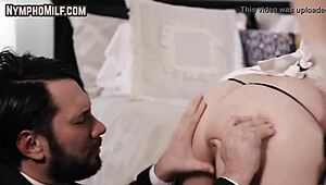 Geez, I love how this curvy French maid sucks before bangin’!