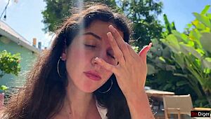 cum on a girl’s face in a public cafe. she eats lunch with cum dripping!