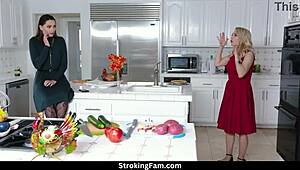 Family Friendly Thanksgiving Fuck Fest Featuring Aften Opal, Alix Lynx, Codey Steele, And Tommy Gunn In Hardcore 3-Some Action