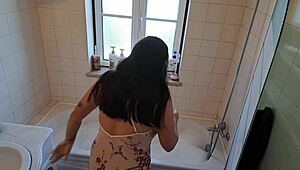 curious why this latina wife needed a handyman for her hot tub?