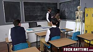 Hell Yeah! Lucky Students Freeuse Hot Italian Teacher, Fucking and Licking in Classroom!