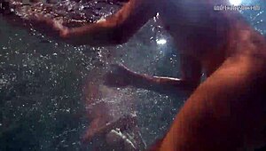 Bouncing tits on lesbians Katka and Barbara underwater