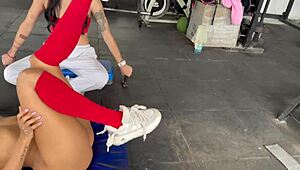 My transgender trainer May Hernandez gets horny during naked squats and gropes me!