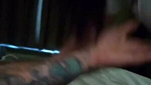 The sexy brunette ex gives deepthroat blowjob and swallows big cock