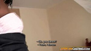 Bubble butt black milf rides big dick POV in reverse cowgirl at casting session.