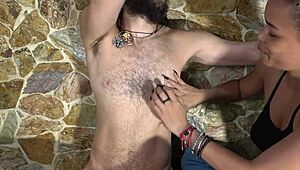 Made for hairy bodies lovers playing with chest, armpits, and scratching back
