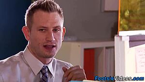 petite latina babe gives intense footjob to cumshot