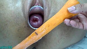 omg, watching milf lesbians penetrate peeholes with veggies is wild!