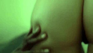 Evie Olson rides and licks the pool boys' huge interracial cocks