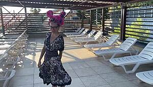 We film a crazy vacation video with hard spanking on the teen's ass.