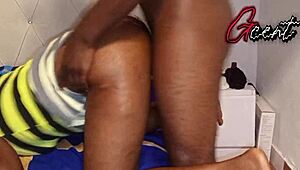 crazy doggystyle quickie with dripping tight pussy