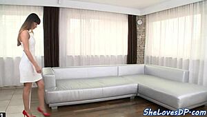 cockloving tattooed babe enjoys double penetration in a classy threesome setting