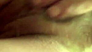 Petite girlfriend fingers her hairy pussy for cash