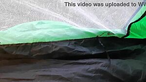 we secluded ourselves in a tent in the rain for passionate pussy licking and orgasm