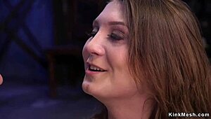 look at this brunette slave getting doggy fucked in bondage