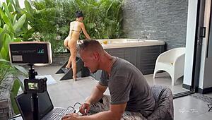 Does the businessman travel to fuck beautiful women worldwide?