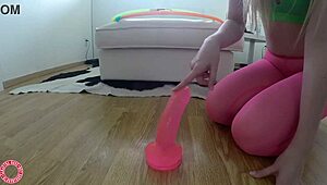 i'm a solo blonde cowgirl riding my dildo to orgasm in bedroom