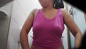 madrastra caught on hidden cam while peeing in private