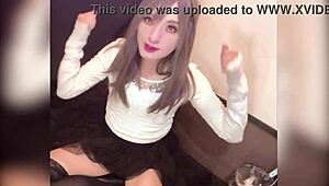 long-haired crossdresser does anal masturbation live on camera