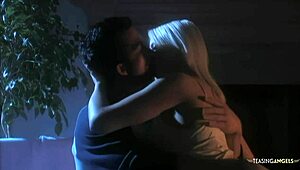 Horny short hair blonde sucks her boyfriends cock and rides his cock on the sofa 😈