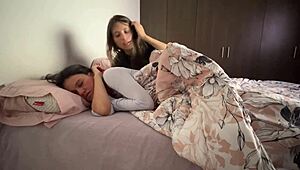 my best friend feels sad so we cuddle in her husband's bed for comfort