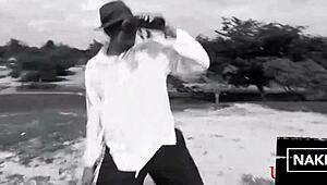 thick booty ebony and ivory baddies slurp cock outdoors in woods