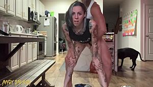 Goth Girl Creampied In Kitchen