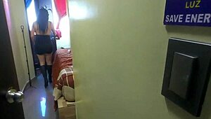 Latina milf returns from disco with cum-filled ass for stepson cleanup