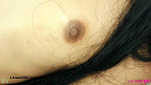 Cute teen 18+ shows body on sofa