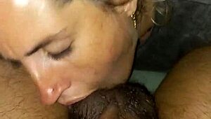 Latina Deepthroats and Gets Facial Cum in Homemade Video.