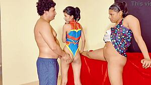 उत्तारन20 - स्टीमिंग देसी थ्रीसम विथ इंकड ब्यूनेट देवोरिंग पसी