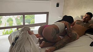 Surprise bang in my tattooed friend's duplex with creamy cowgirl finish