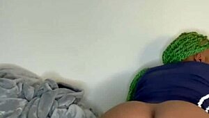 Passionate Pillow Humping After Intense Gym Workout with Big Pussy Lips