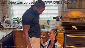 Stepmom Seduces Plumber for INTENSE Interracial BLOWJOB Action