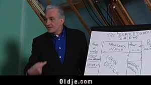 Young Brunette Slams Her Old Teacher with Fierce Passion