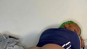 Passionate Pillow Humping After Intense Gym Workout with Big Pussy Lips