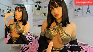 Cleopatra cosplay in hot joi video with blowjob and big tits teasing