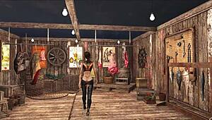 fallout 4 teen brunette in slutty tease fashion, showing off sexy curves