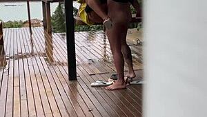 Hey, wanna see my slutty young wife fucked on the porch?