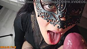 Amateur milf swallows huge cum load from monster cock facial