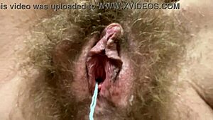 Explosive hairy closeup masturbation with double climax